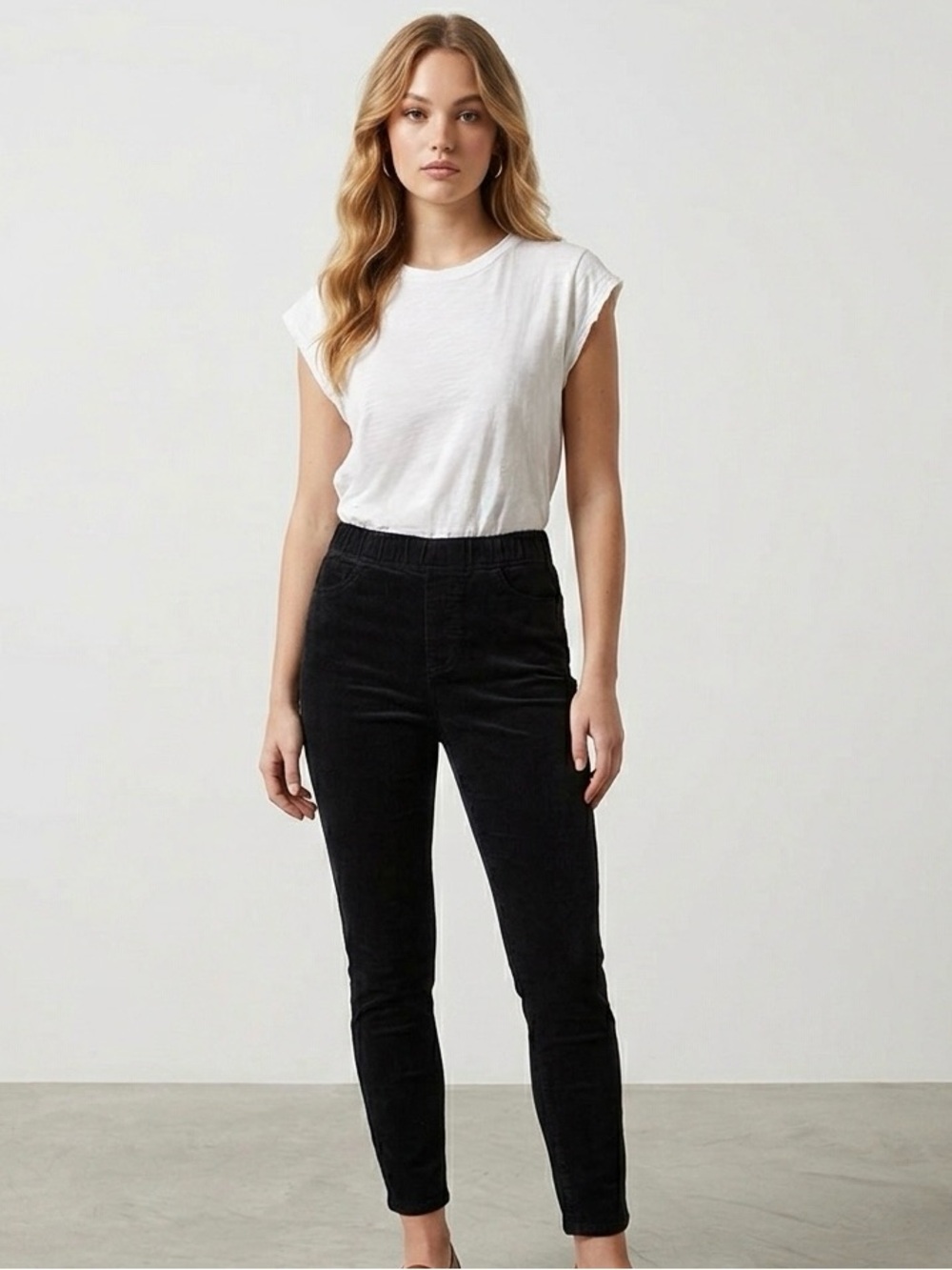 Eileen Fisher Black Corduroy Pull On Pants